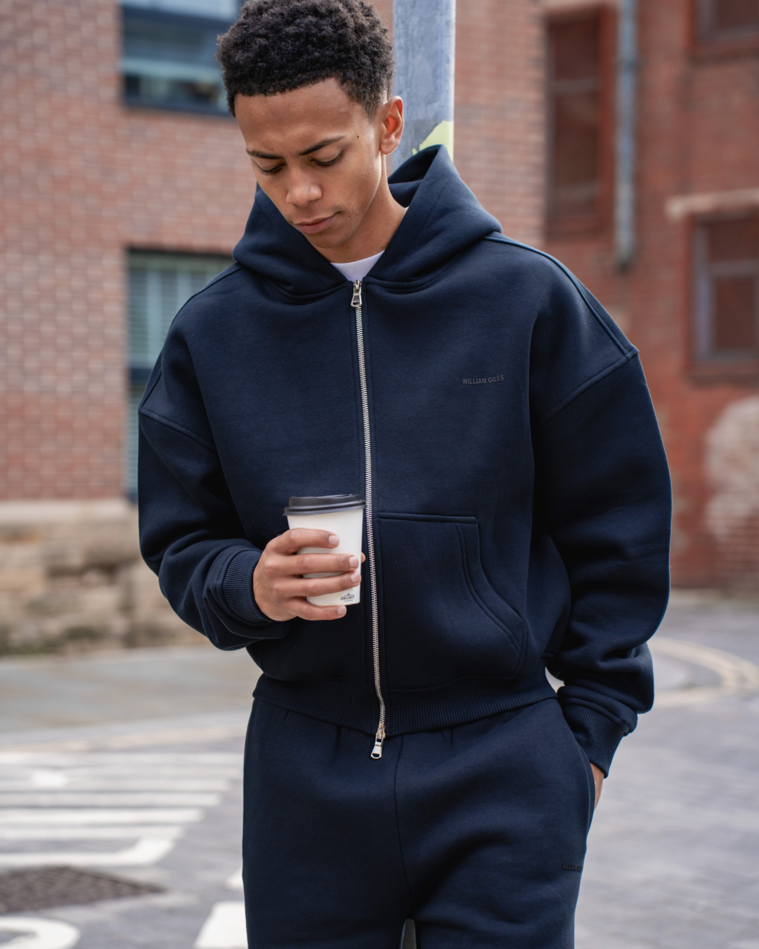 William Giles Zip Hoodie - Navy