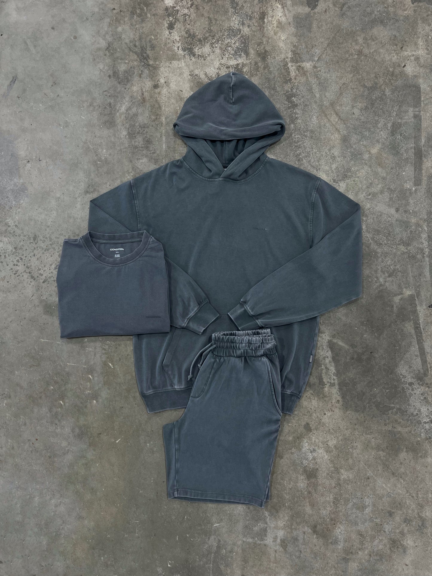 Condition Softlux Vintage Grey 3 Piece Set - Hoodie / T Shirt / Short