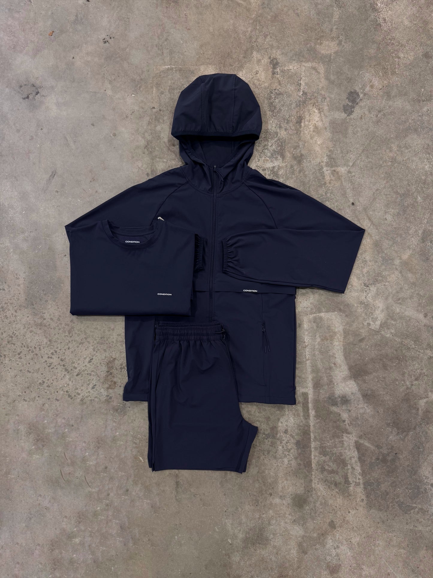 Condition Everyday Navy 3 Piece Set - Windbreaker / T Shirt / Short