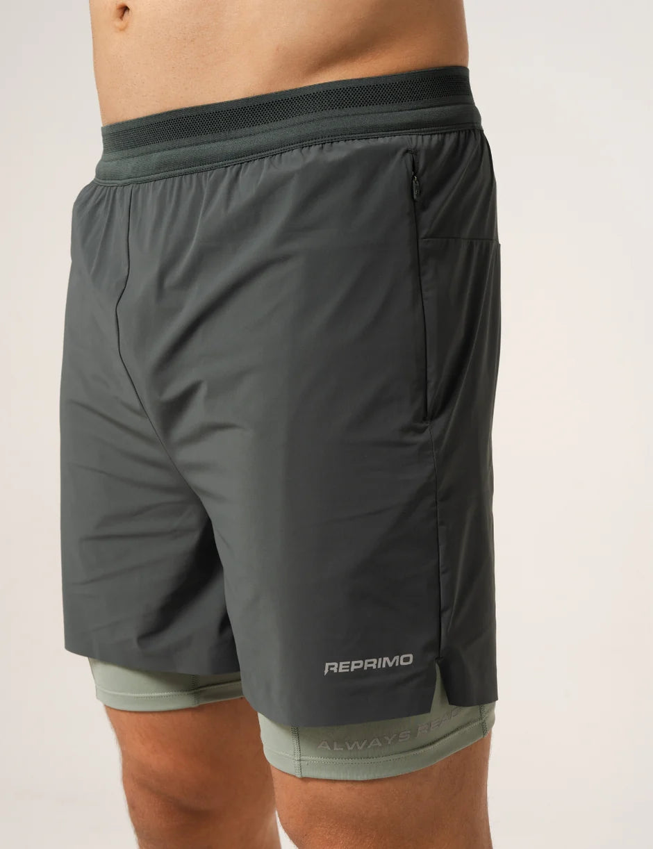Reprimo AR Performance Dual Short - Dark Moss / Iceberg from Dripmoda