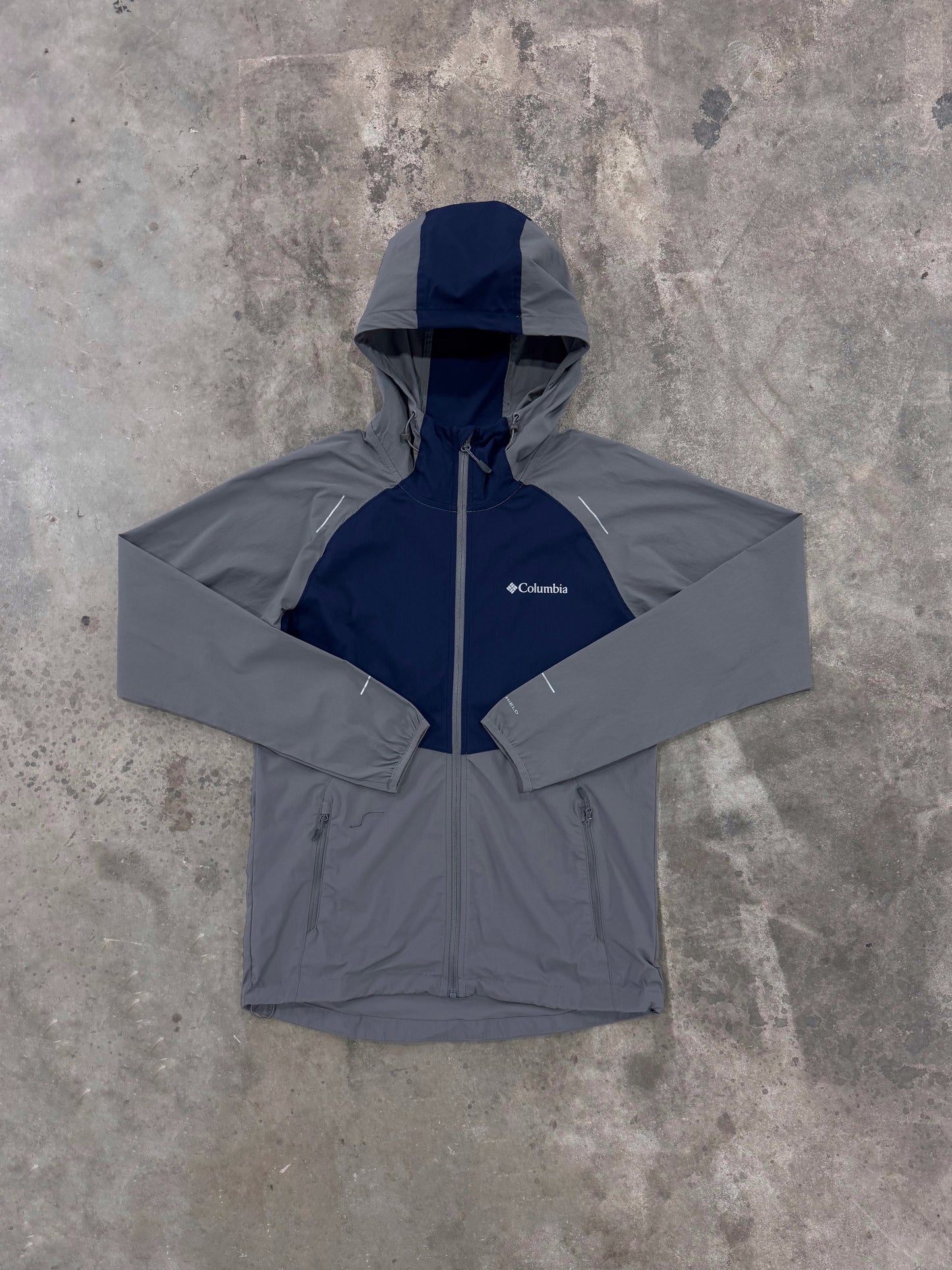 Columbia Tech Wind Full Zip Jacket - Grey / Navy