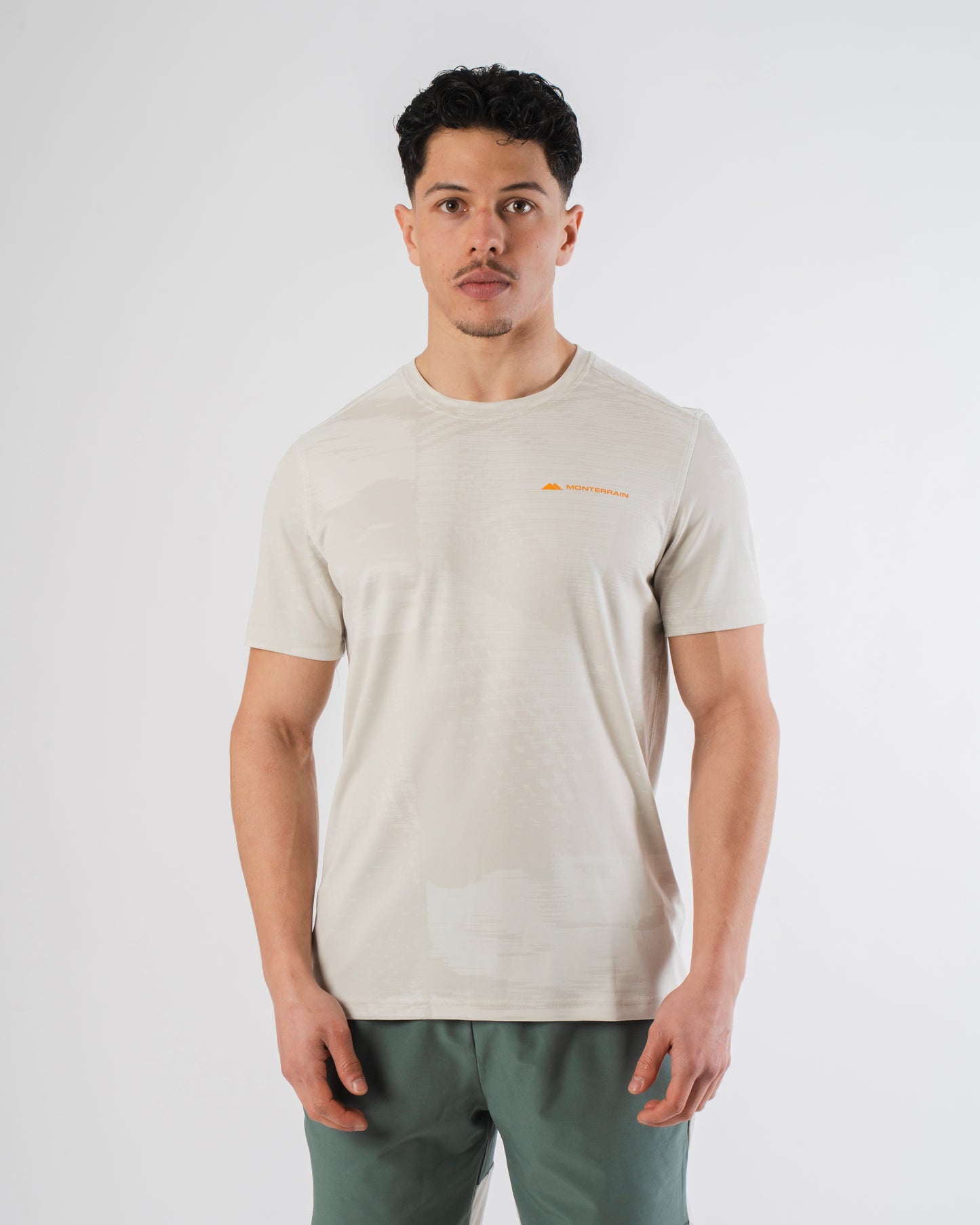 Monterrain Divide Jacquard T Shirt - Stone / Escape Green from DripModa