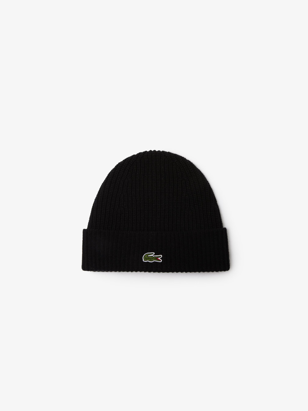 Lacoste Rib Knit Wool Beanie - Black from DripModa