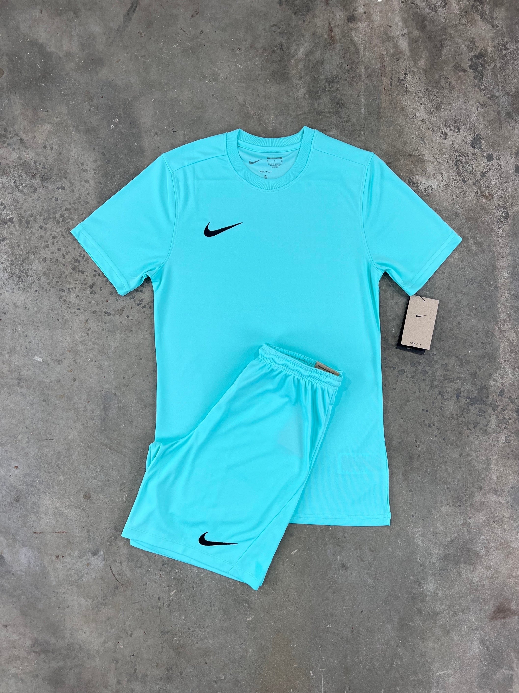 Nike Junior Dri Fit Turquoise Set - T Shirt / Shorts
