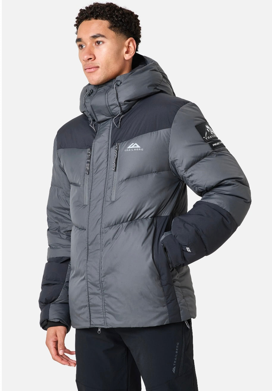 Trailberg Everest 600F Down Puffer Coat - Volcano Grey / Black