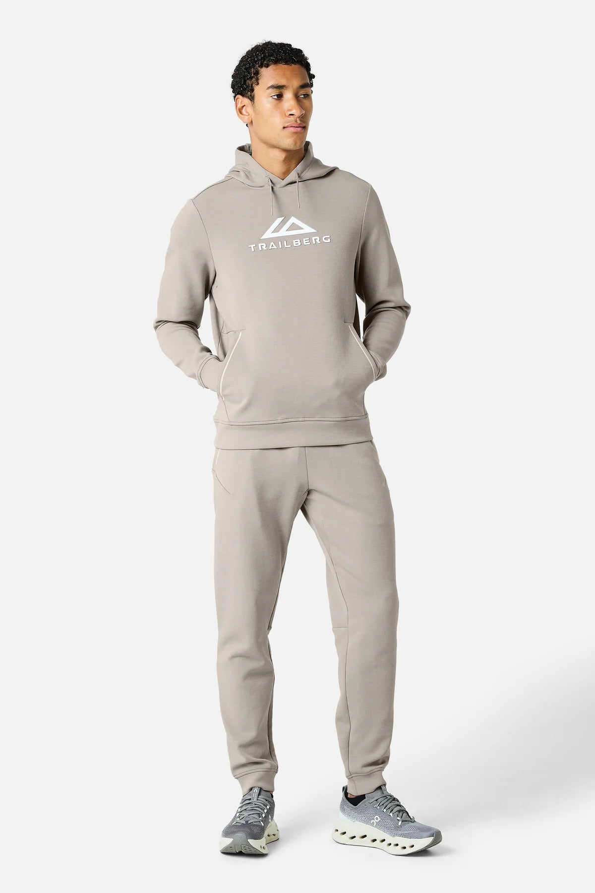 Trailberg Ashfell Large Logo Oth Fleece Hoodie - Dust Storm from DripModa