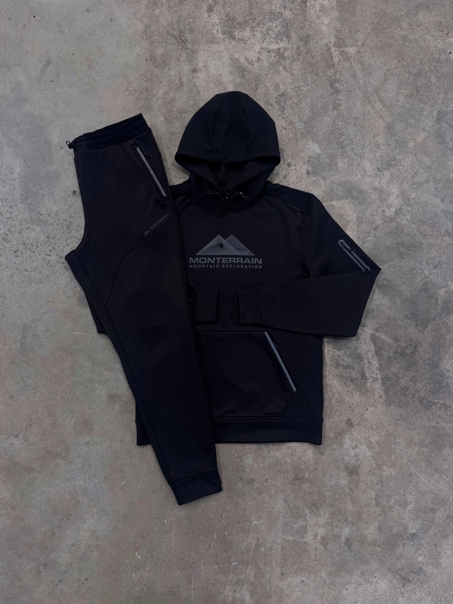 Monterrain Speed 2.0 Poly Black Tracksuit - Hoodie / Pant