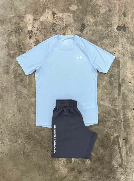 Under Armour Textured Blue Set - T Shirt / Short
