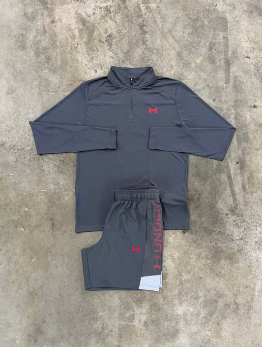 Under Armour Utility Grey Set - Quarter Zip / Short from DripModa