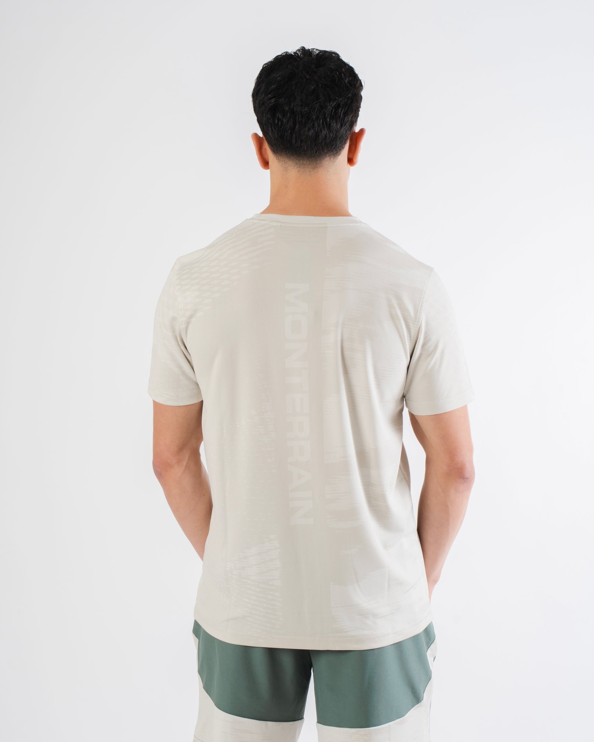 Monterrain Divide Jacquard T Shirt - Stone / Escape Green from DripModa
