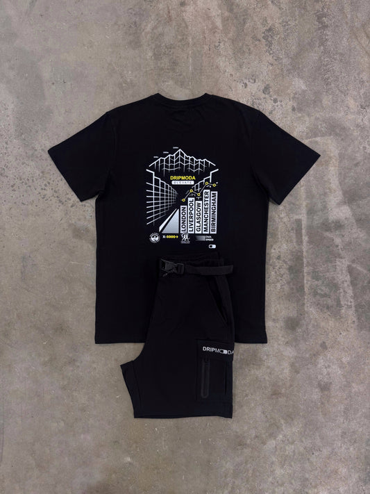 Dripmoda Explorer Black Set - T Shirt / Cargo Short