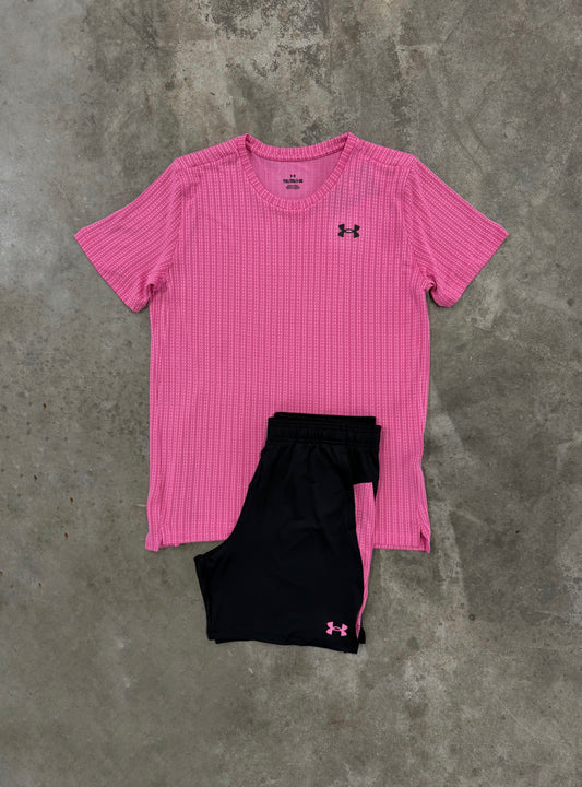 Under Armour Junior Tech Vent Pink Set - T Shirt / Short