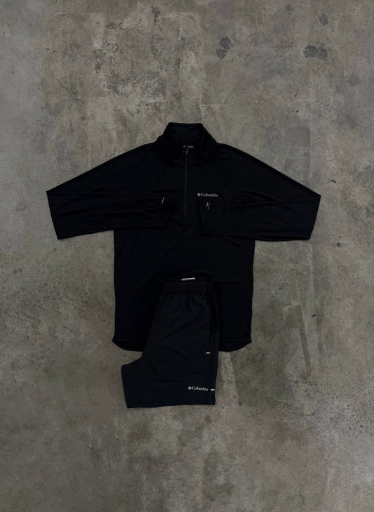 Columbia Stealth Spring Black Set - Quarter Zip / Short from DripModa