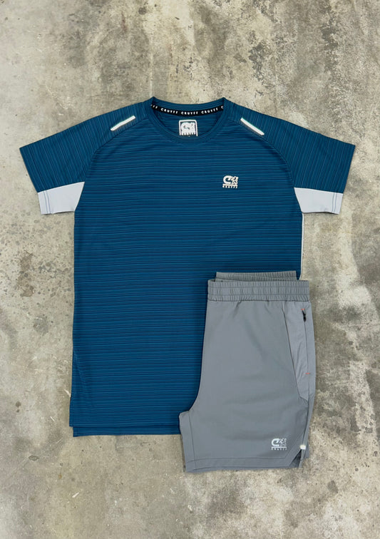 Cruyff Junior Degrees Teal Set - T Shirt / Short