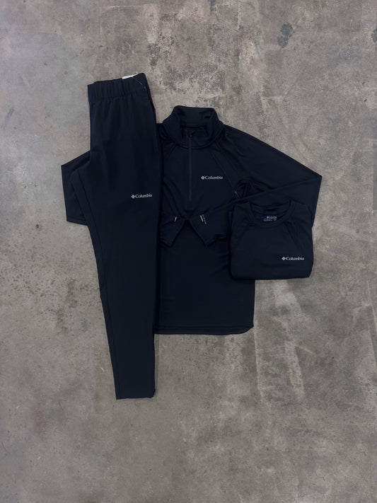 Columbia Stealth Spring Black 3 Piece Set - Quarter Zip / T Shirt / Pant