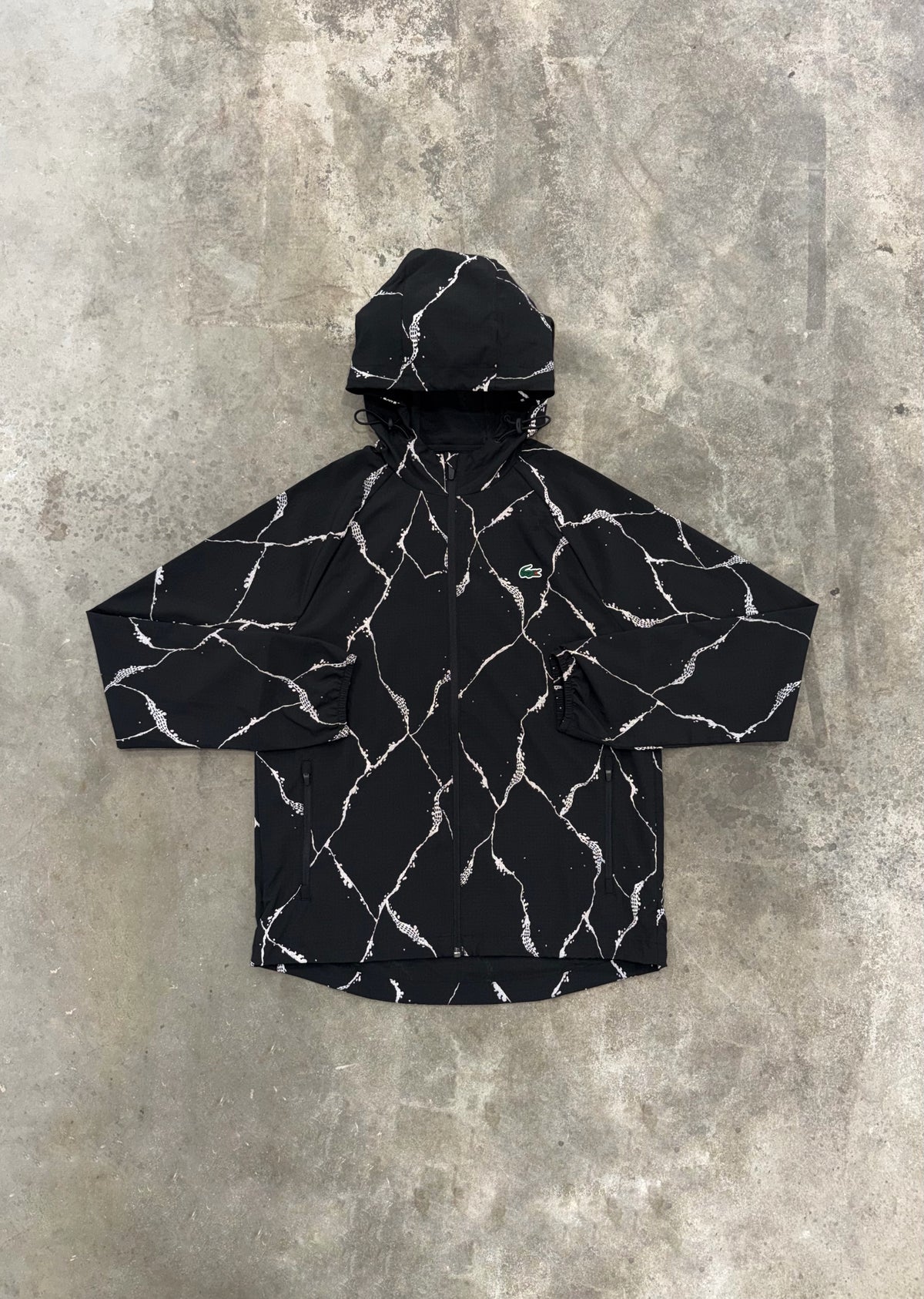 Lacoste Hooded Reflective Crocodile Print Jacket - Black from DripModa