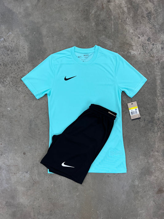 Nike Junior Dri Fit Turquoise / Black Set - T Shirt / Shorts